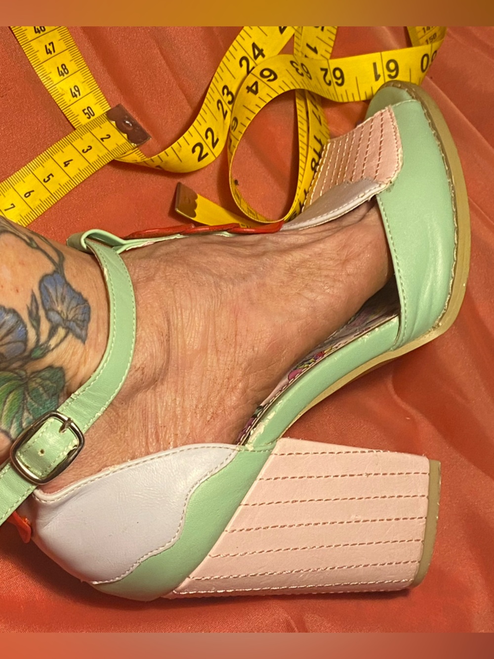 Iron Fist T-strap high heel sandals,pastel shades,cupcake details,red hearts,7 - Picture 13 of 15